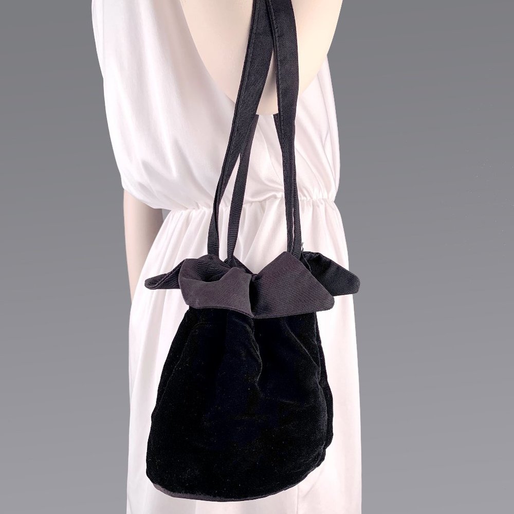 Vintage 20s 30s Velvet Drawstring Handbag Purse